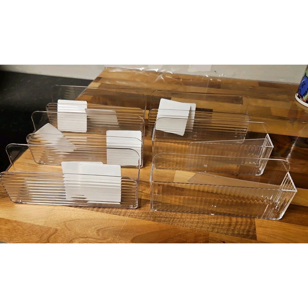 Lot Of 6 Clear Acrylic Adhesive Wall Mounted Organizer Bins Cabinet Storage NIB